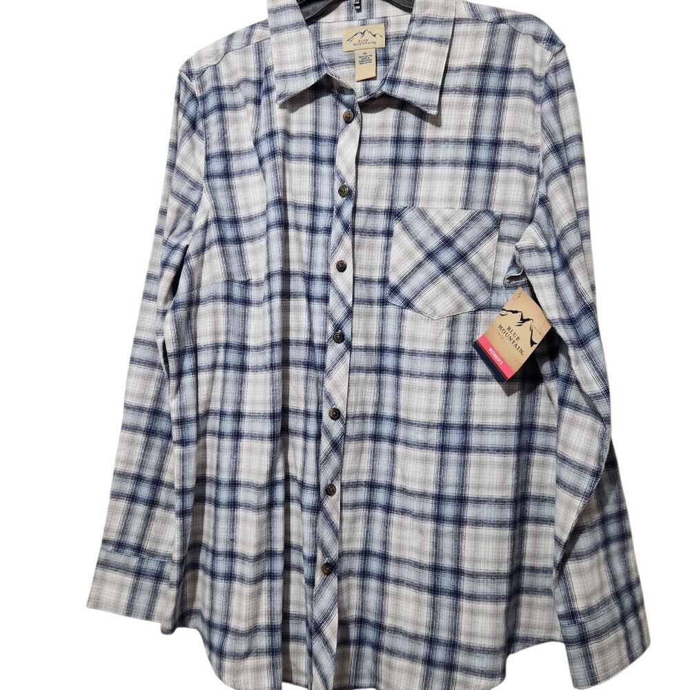 Blue Mountain womens Shirt Size XL Plaid Long Sleeve